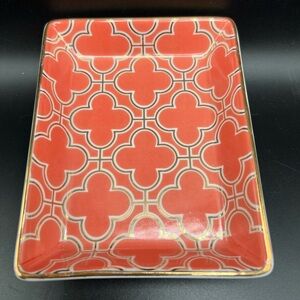 I. Godinger & Co. Trinket Jewelry Dish Tray Rectangle Coral White Gold
